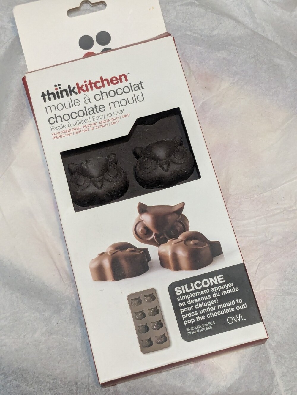 NWT ThinkKitchen Owl Shaped Silicone Chocolate Mould